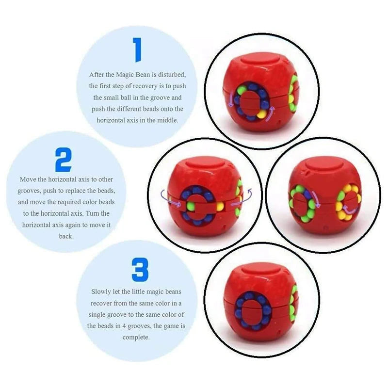 Magic Bean Puzzle Cube Spinner Rotate Slide Gyro Fidget Toy 3D Ball anti Stress Educational IQ Game for Boy Girl Kid Adult Child