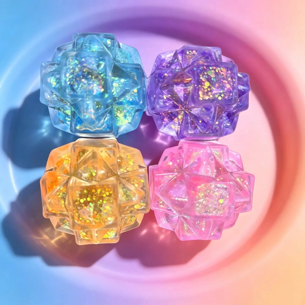 Balle anti-stress diamant scintillant translucide remplie de paillettes
