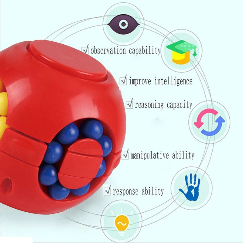 Magic Bean Puzzle Cube Spinner Rotate Slide Gyro Fidget Toy 3D Ball anti Stress Educational IQ Game for Boy Girl Kid Adult Child