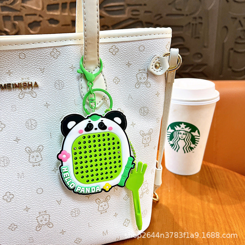 Porte-clés panda ardoise magnétique anti-stress - modèle Panda Bambou vert