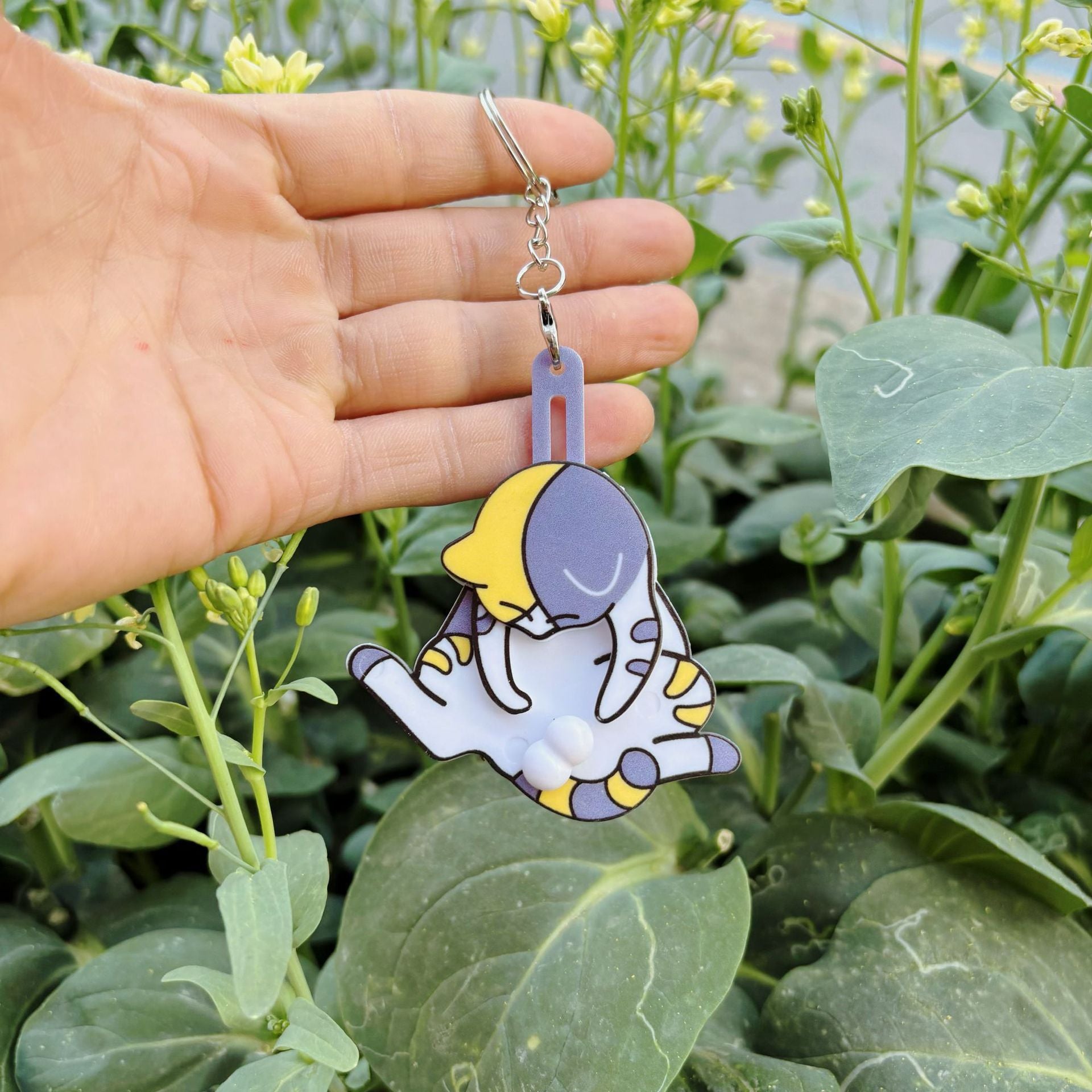Porte-clés Œuf Chat à Tirette, Pendentif Sac à Dos Rotatif Original