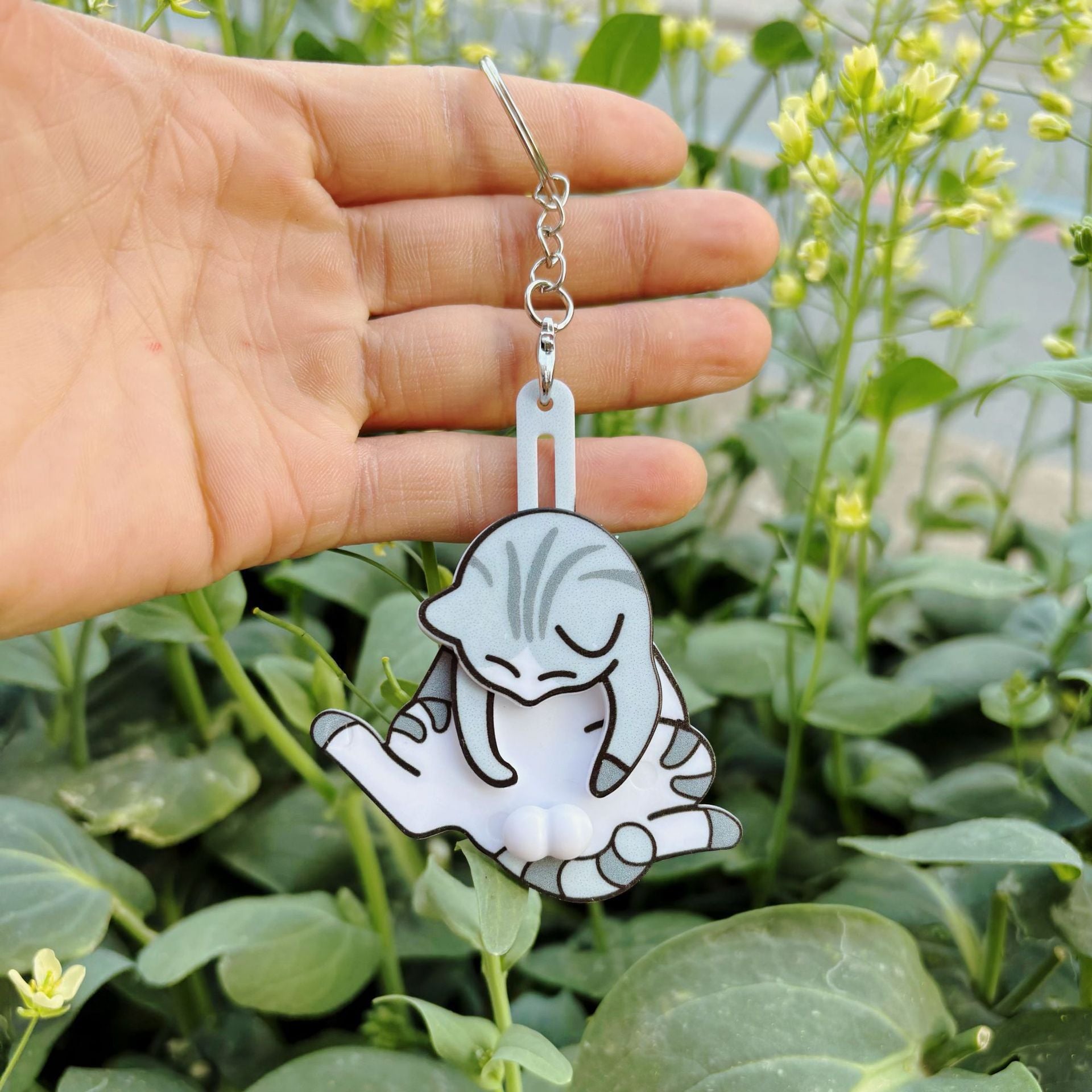Porte-clés Œuf Chat à Tirette, Pendentif Sac à Dos Rotatif Original