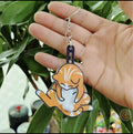 Porte-clés Œuf Chat à Tirette, Pendentif Sac à Dos Rotatif Original