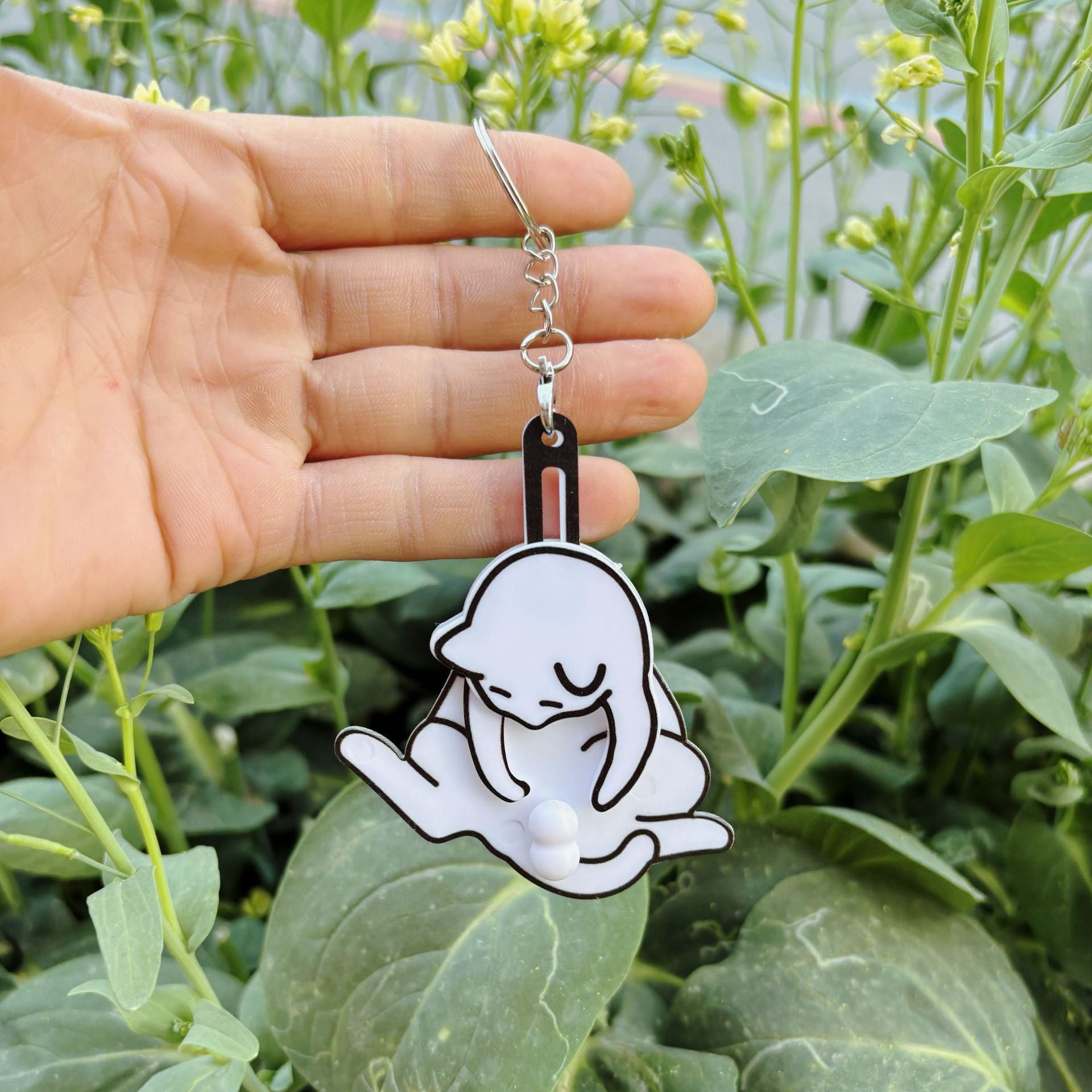 Porte-clés Œuf Chat à Tirette, Pendentif Sac à Dos Rotatif Original