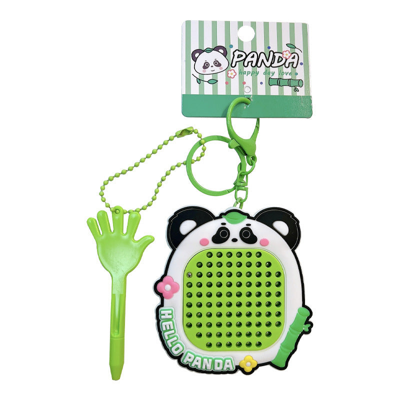 Porte-clés panda ardoise magnétique anti-stress - modèle Panda Souriant jaune