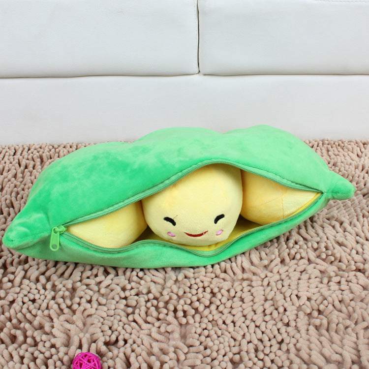 Coussin Peluche Cosse de Petits Pois