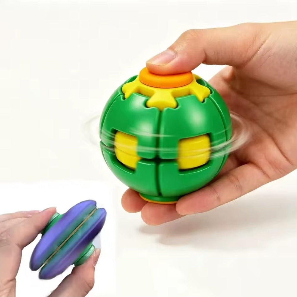 Comparaison des deux formes de la balle toupie : en boule et aplatie
