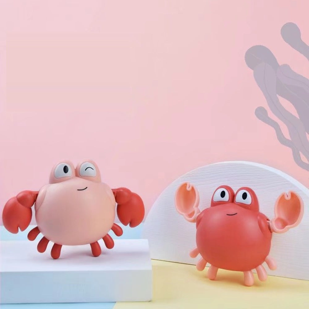 Deux crabes nageurs à remontoir rose et rouge sur fond rose