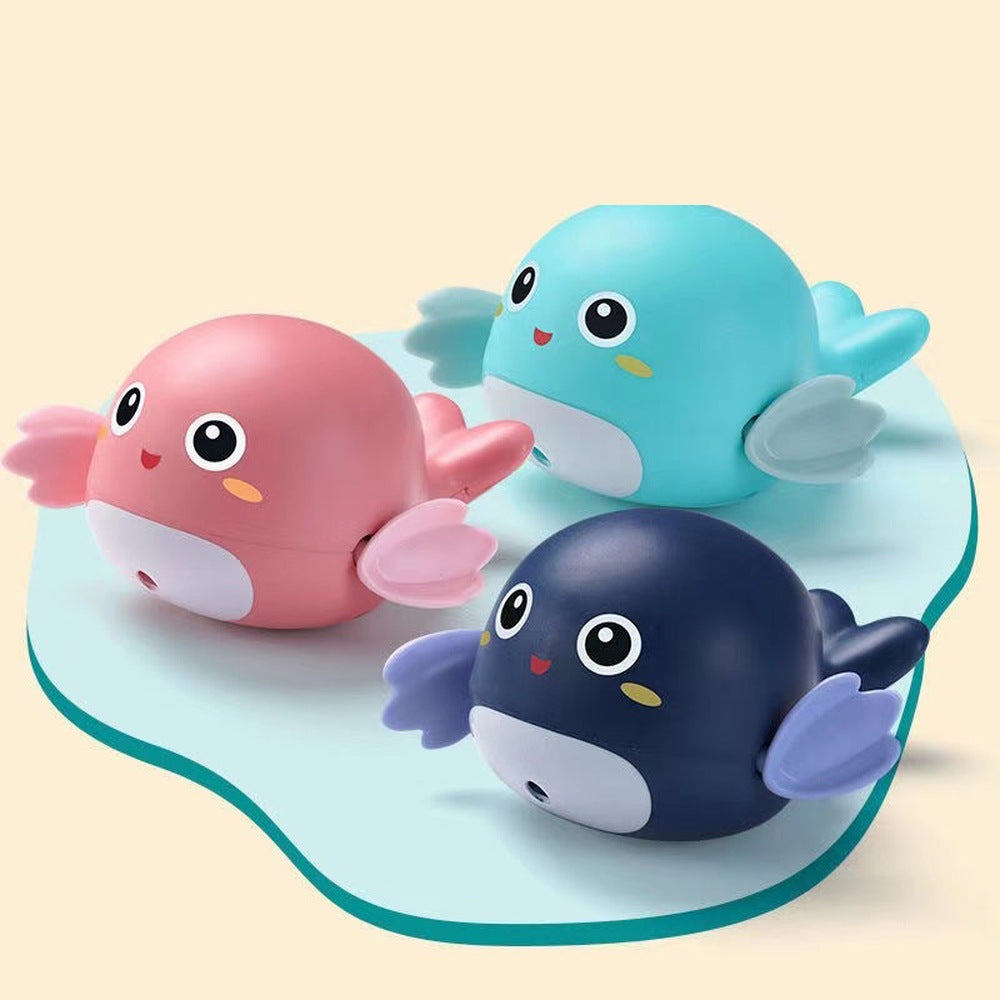 Trio de baleines nageuses à remontoir rose, turquoise et bleu nuit