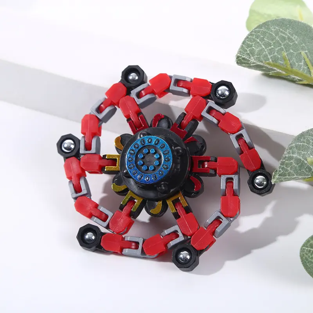 Fidget spinner anti-stress violet à chaîne, billes métalliques aux extrémités