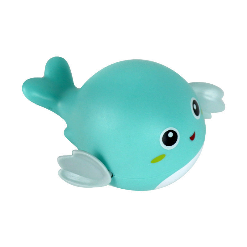 Baleine nageuse à remontoir turquoise vue de profil
